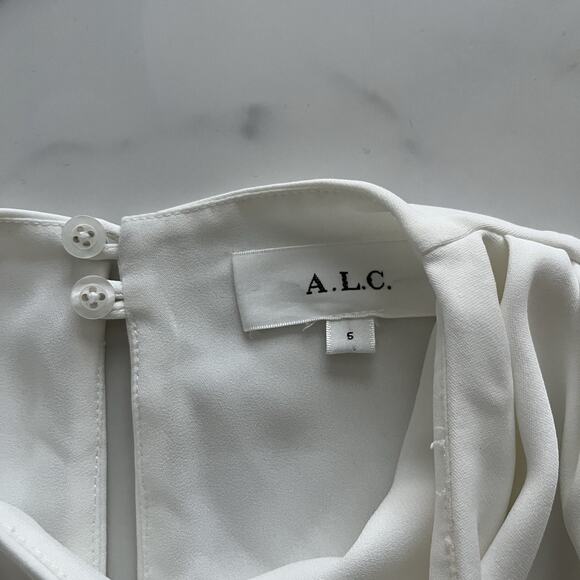 A.L.C. Kaia Gathered Sleeveless Midi Dress Off White Size 6 Feminine modest Chic - Picture 3 of 12